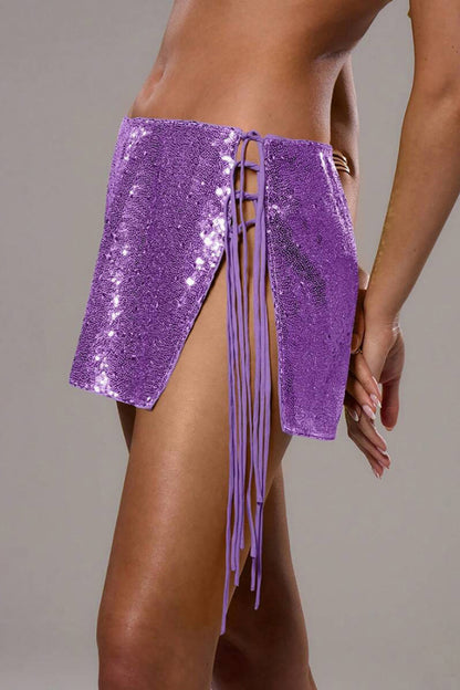 Stylish Sequined Sexy Tie Slim-fit Mini Skirt