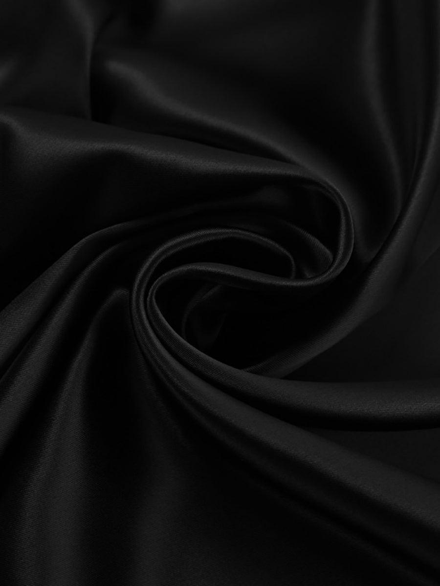 Black Sexy Hollowed-out V-neck Lace Trim Fishtail Long Dress