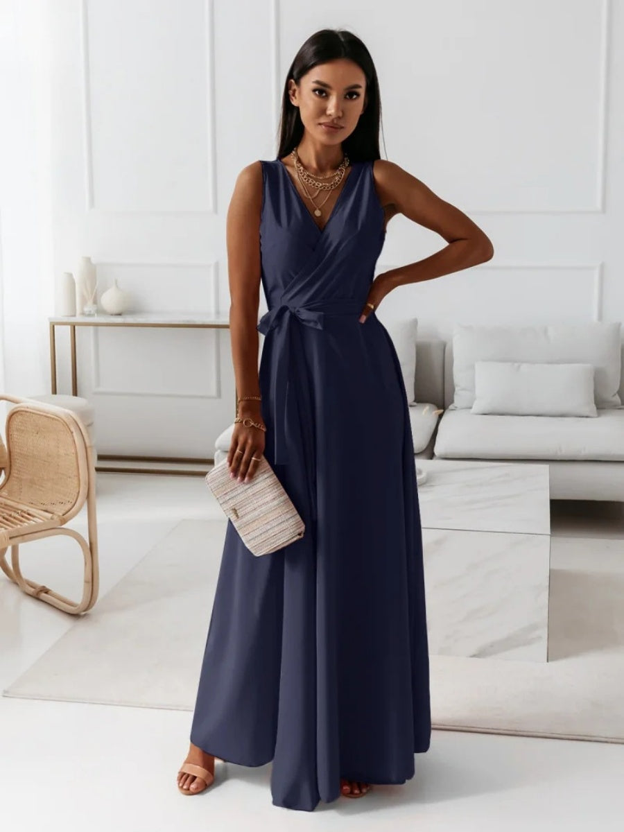 Lace Up V-neck Formal Dress Maxi Dresses