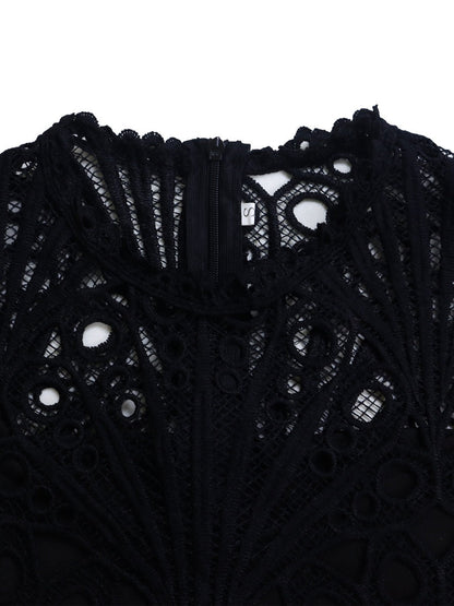 Short Sleeve Trim Lace Belts Mini&Short Dresses