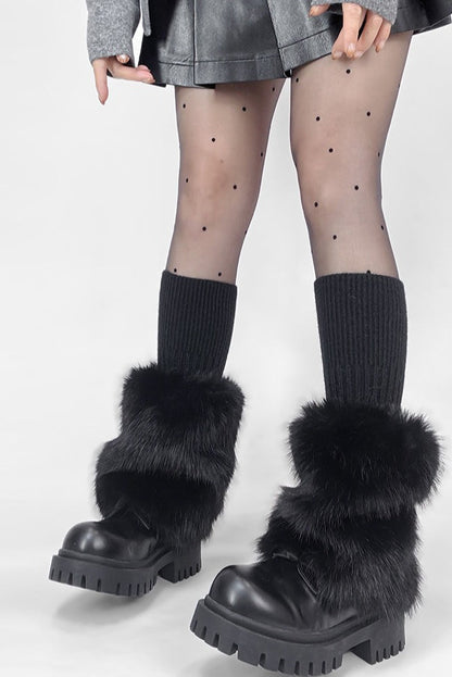Chunky Ribbed Faux Fur Leg Warmers