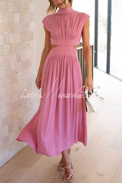 Light of My Life Cutout Waist Pocketed Vacation Midi Dress