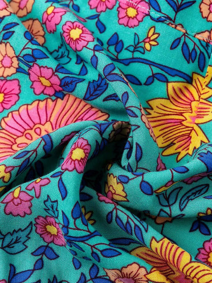 Floral Summer Dresses V Neck Short Sleeve Shaping Mini Dress