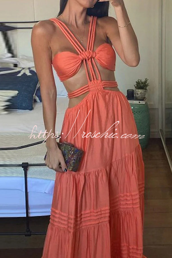 Chic Lady Straps Hollow Out Backless Irregular Vacation Maxi Dresses