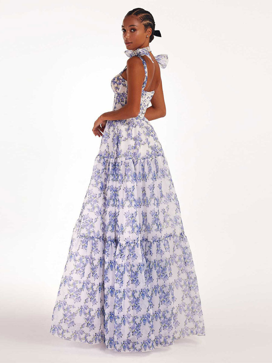 Floral Maxi Dress Sleeveless Adjustable Straps Ruffles Layering Dresses