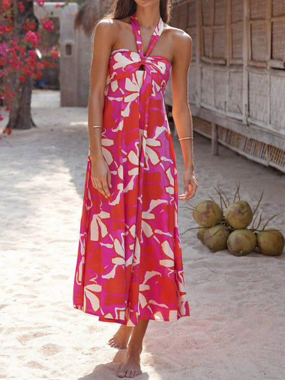 Lotus Blossom  - Halter Midi Dress