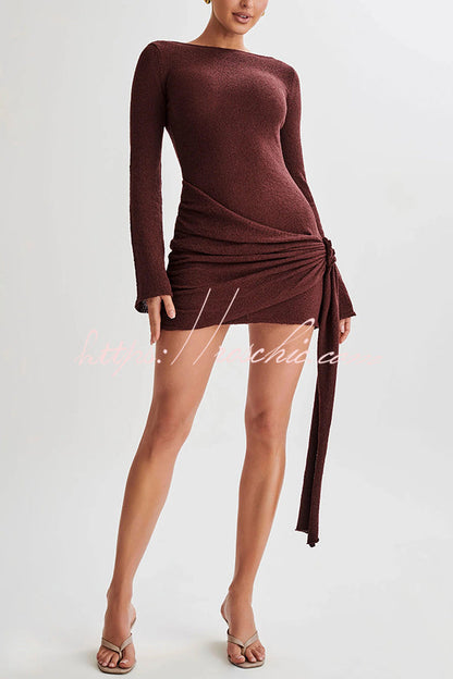 Sexy Long-sleeved Backless Elegant Slim Fit Knitted Mini Dress