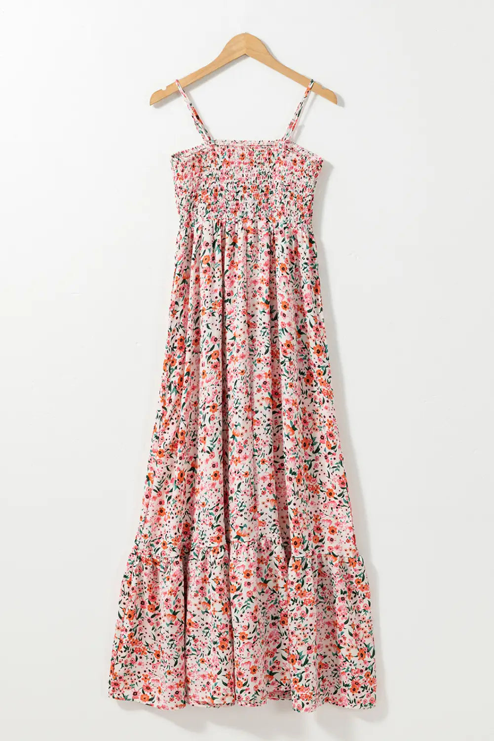 boho floral smocked maxi dress