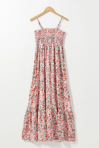 boho floral smocked maxi dress