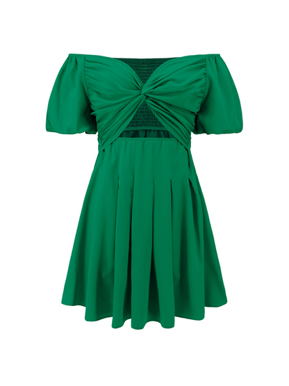 Baby Doll Cutout Mini Dress - Green