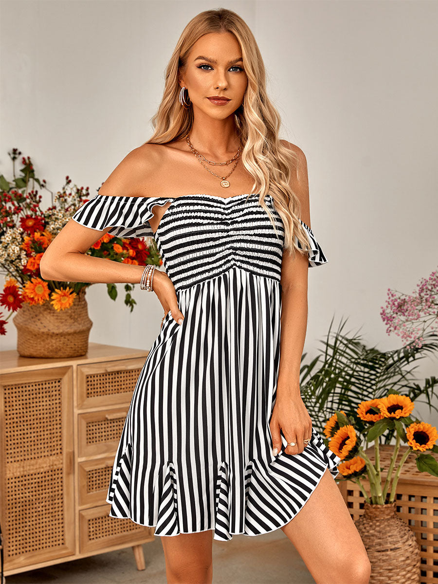 Mini Dresses Light Sky Blue Two-Tone Short Dress