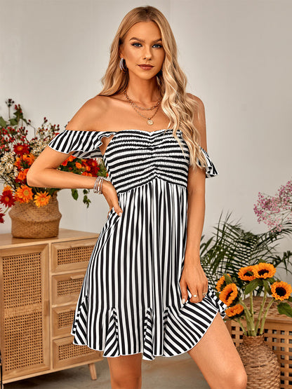 Mini Dresses Light Sky Blue Two-Tone Short Dress