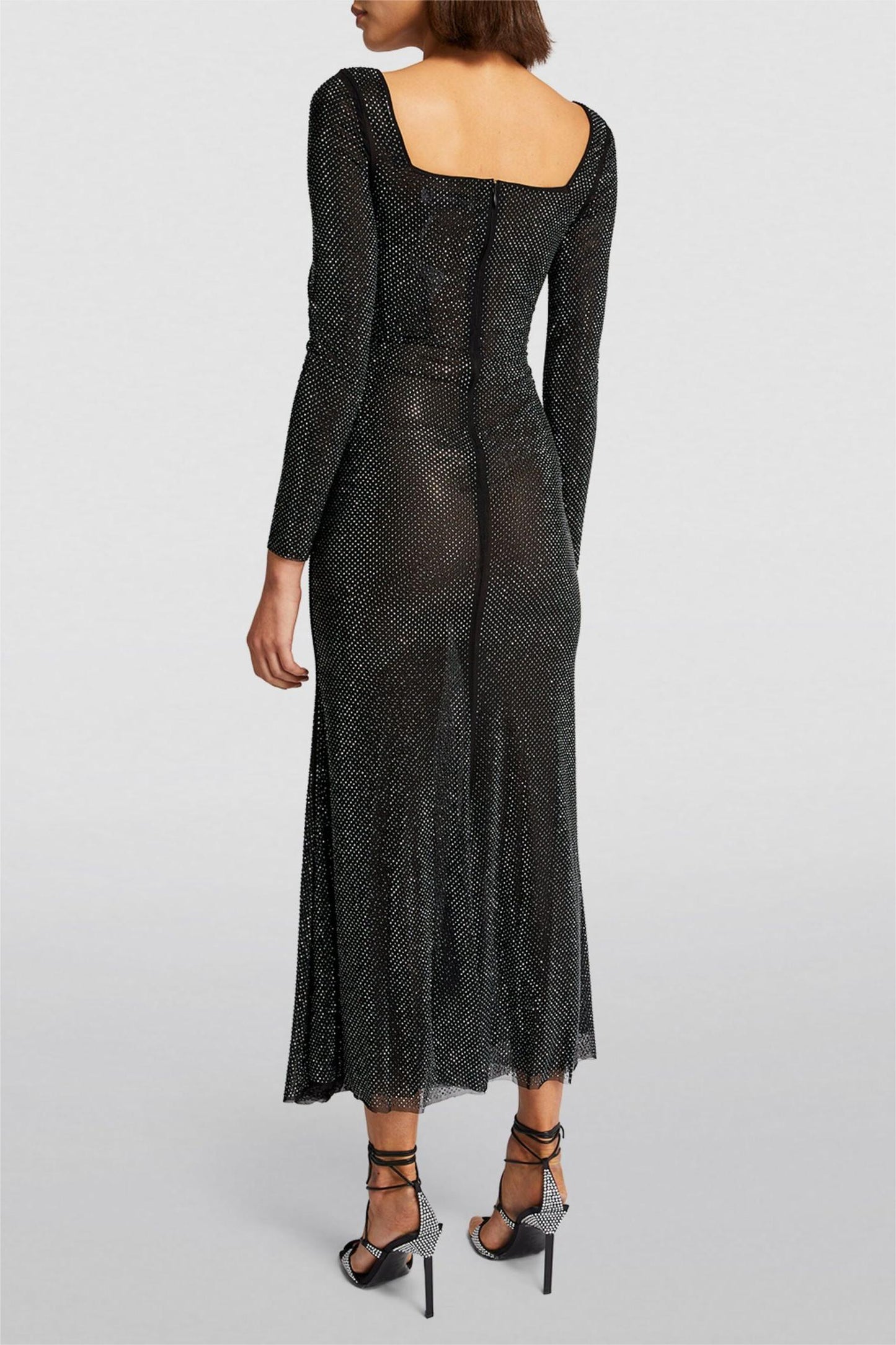 Rhinestone Sweetheart Neck Cut-Out Midi Dress