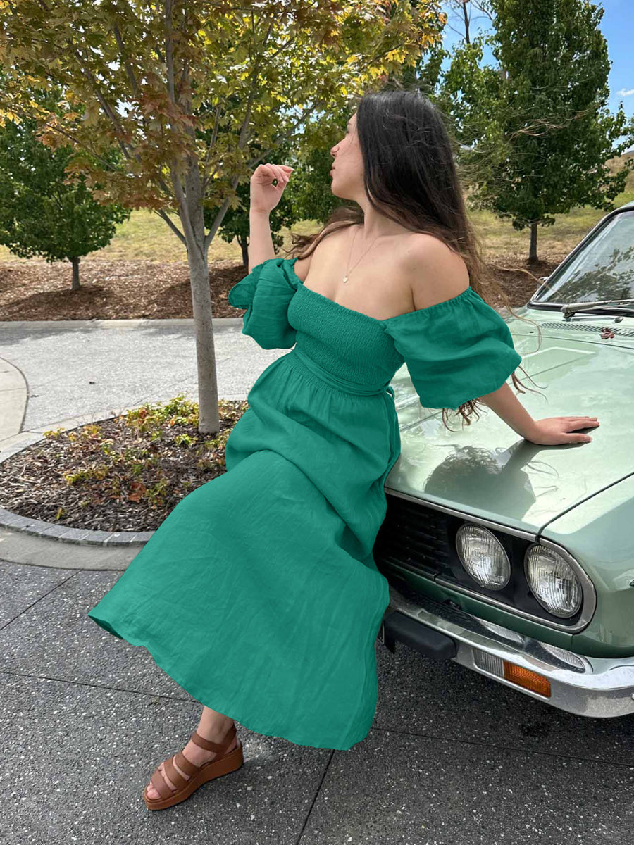 SUNSET SANDS TWO WAY WEARABLE MIDI DRESS - TEAL