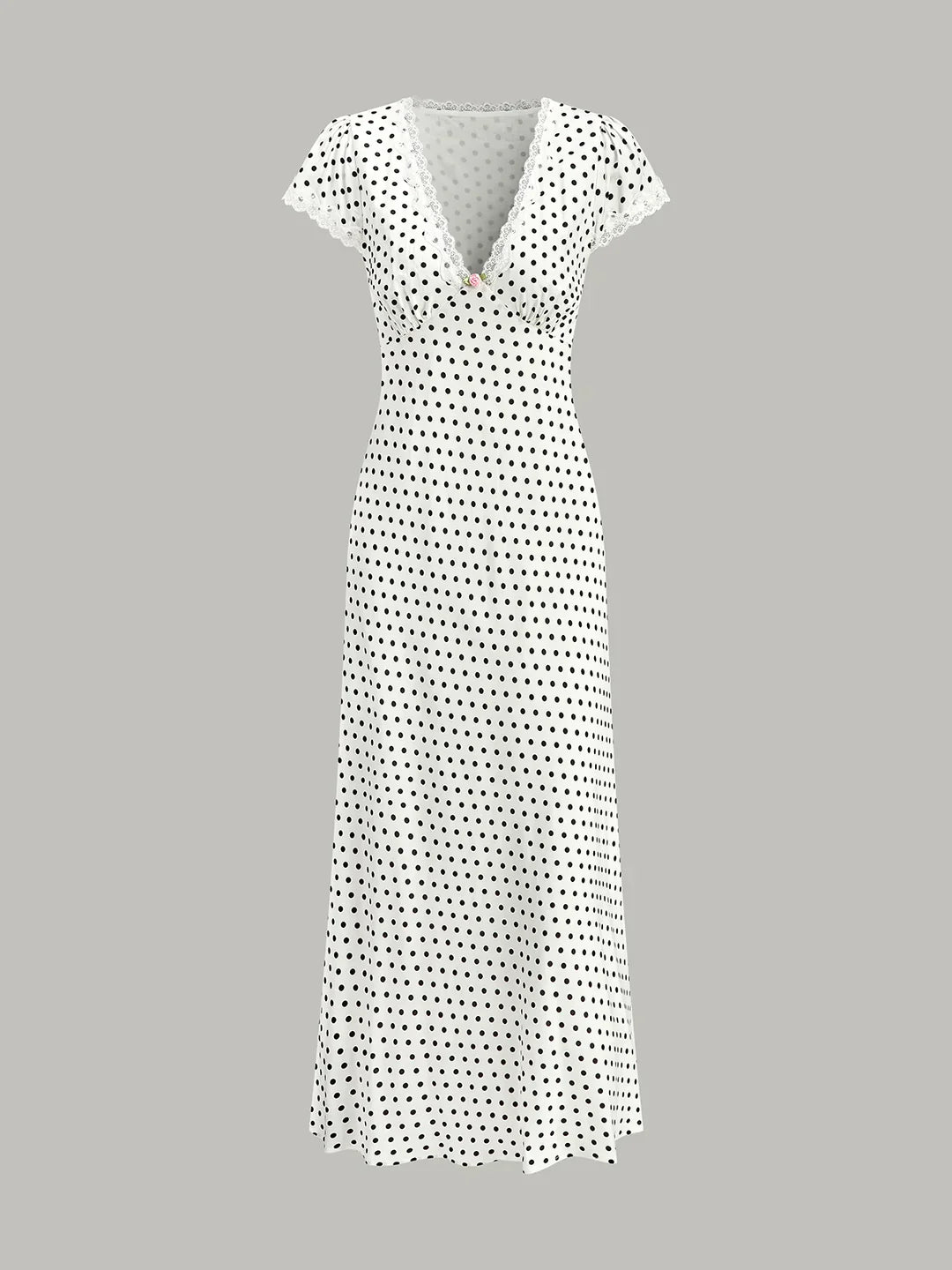 Polka Dot Lace-Trim Dress