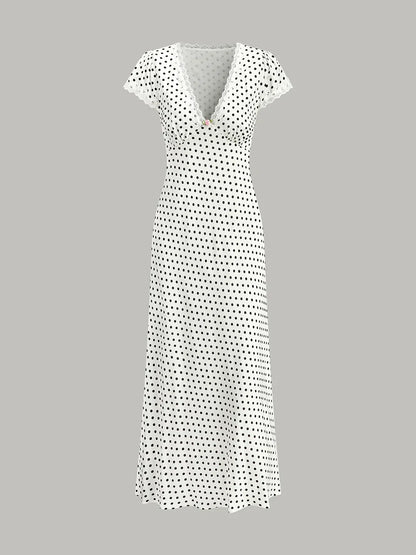 Polka Dot Lace-Trim Dress