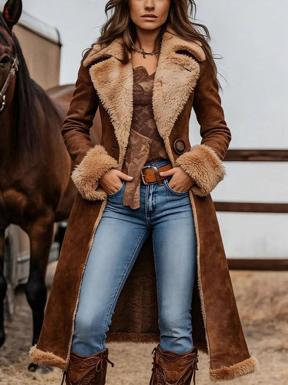 Cowgirl Inspired Shearling Suede Coat
