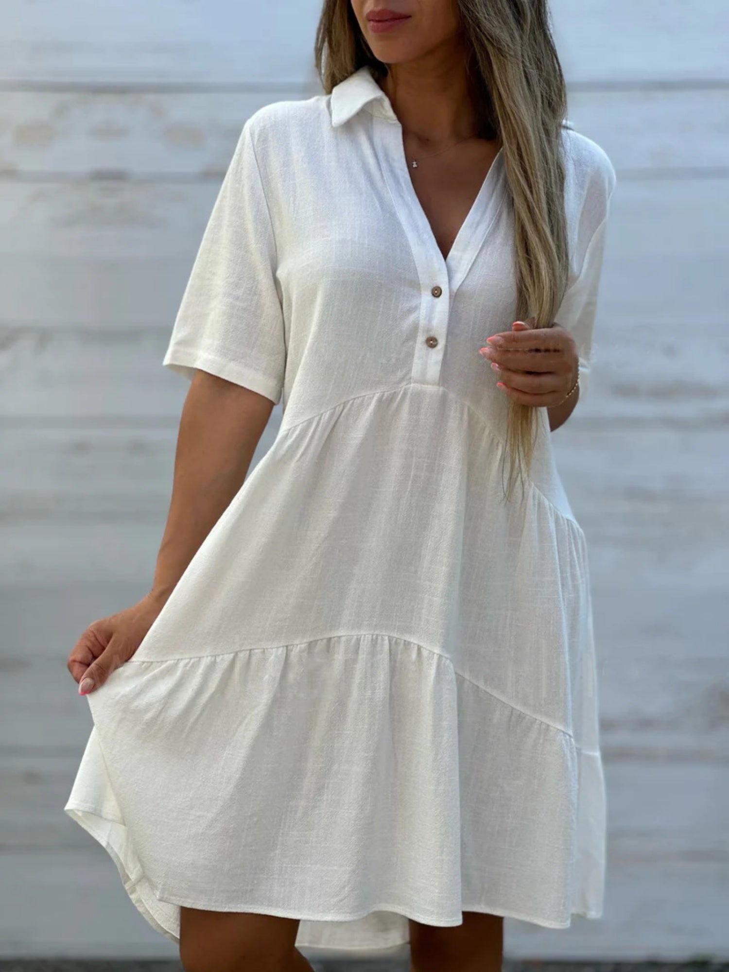 Lapel Loose, Full Skirt Mini&Short Dresses