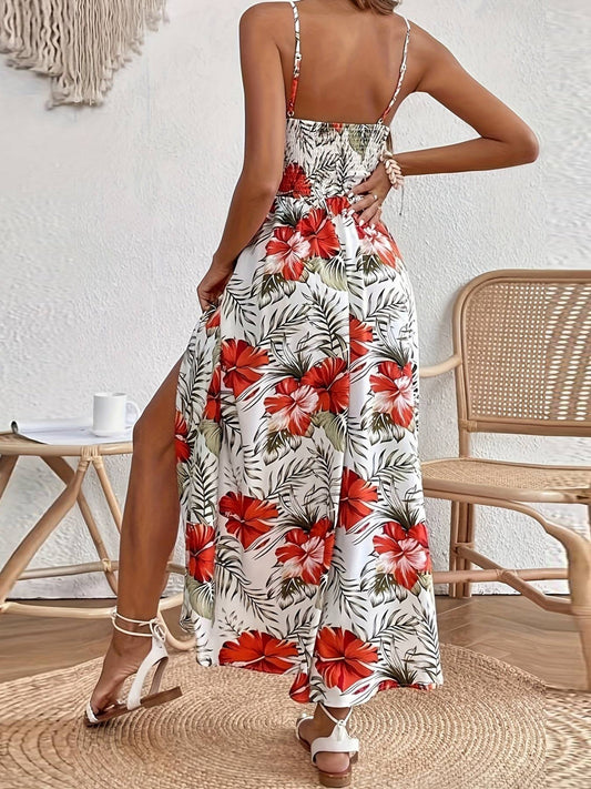 Floral Print Bohemia Chiffon Camisole Maxi Dresses