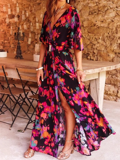Floral Print Slimming Long Dress