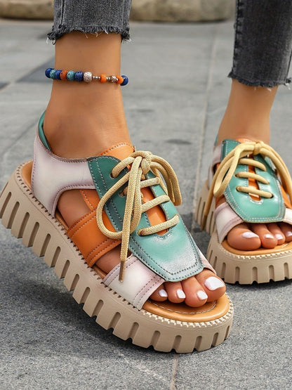 Cutout Platform Roman Sandals