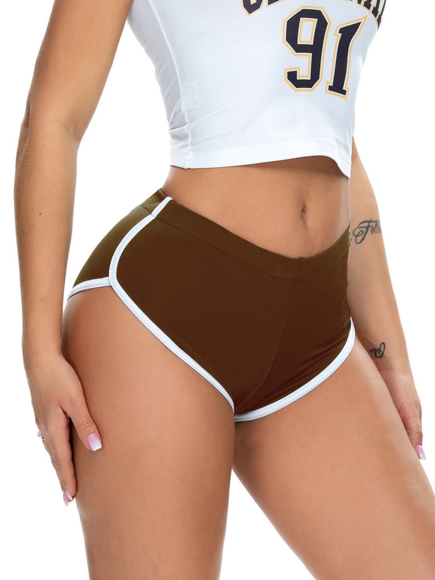 Color Blocking Exercise Yoga Fitness Elastic And Sexy Shorts