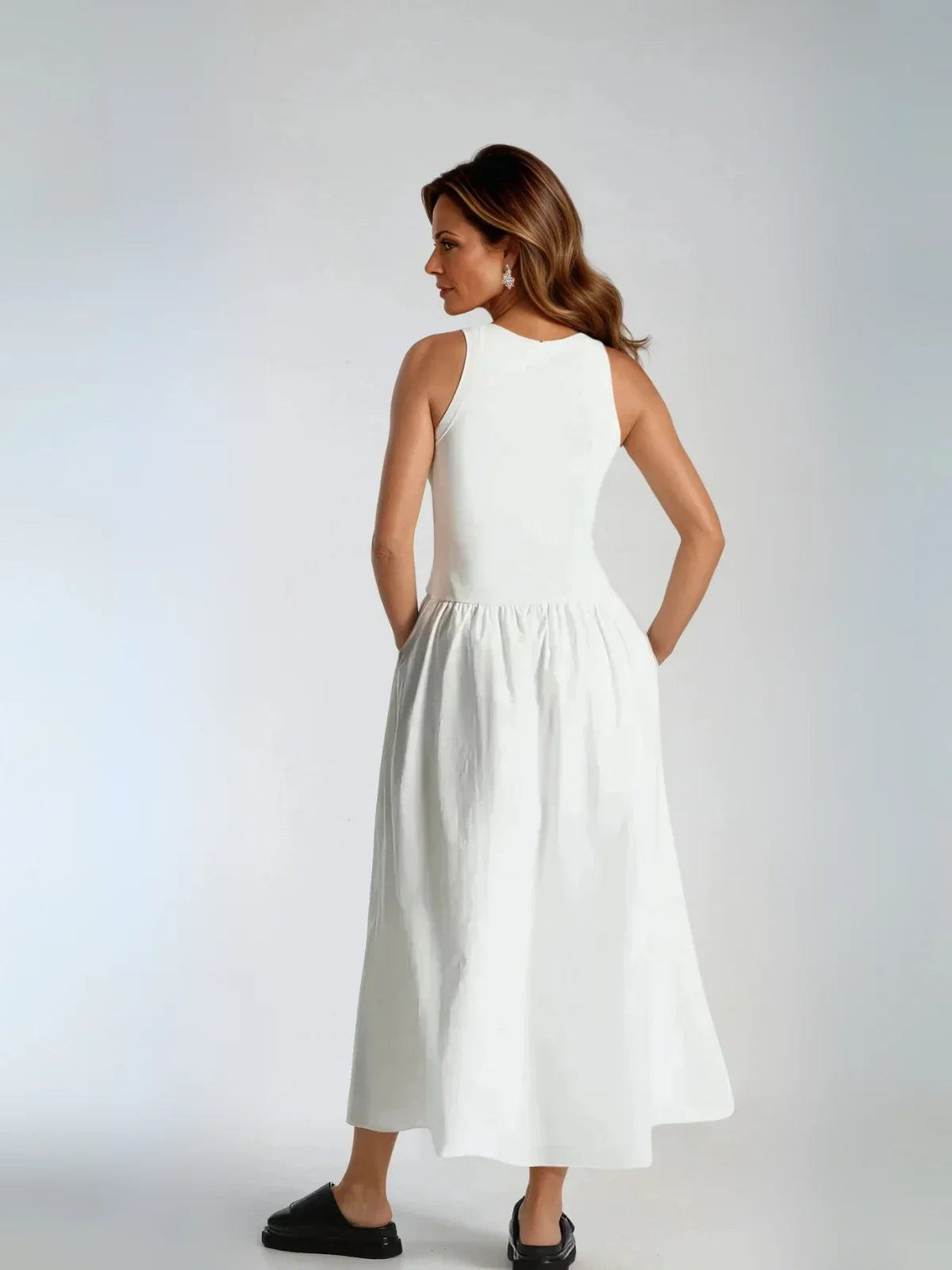 Round Neck Casual Stitching Vest Dress