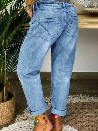 Hole Washed Loose-fit Jeans