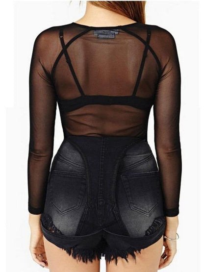 Long-sleeved Sexy See-through Thin See-through Top