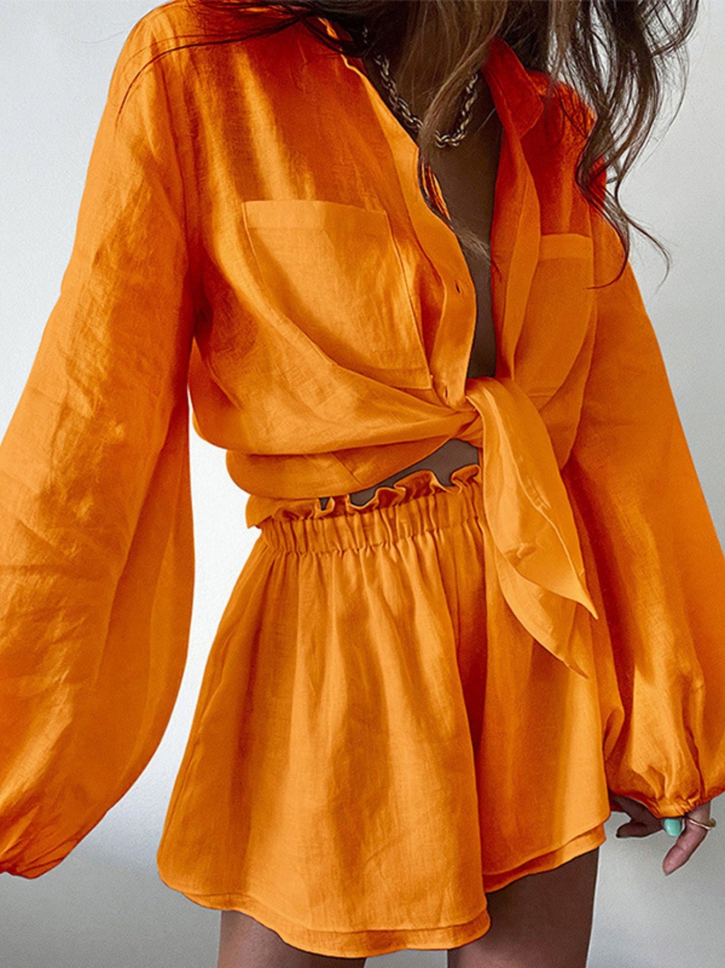 Ruffle Shorts And Shirt 2-piece Sets