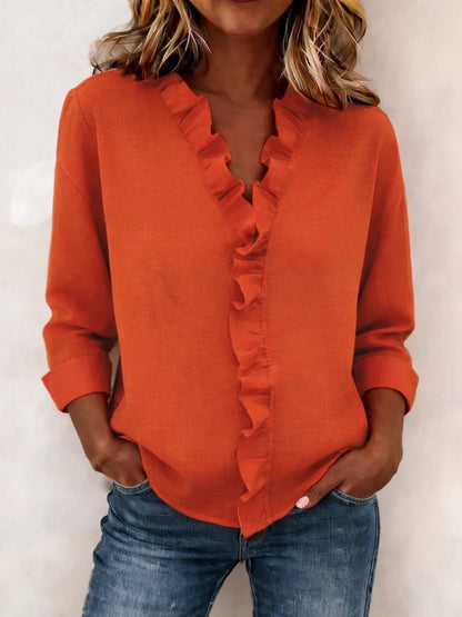 Wood Ear Solid Color Chiffon Blouse