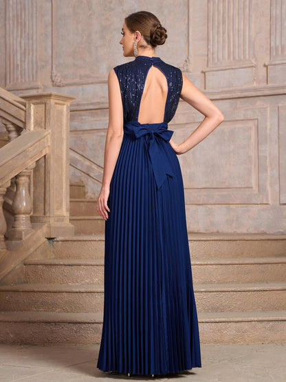 Sequins Crimp Banquet Formal Dress Party Wedding Backless Maxi Dresses