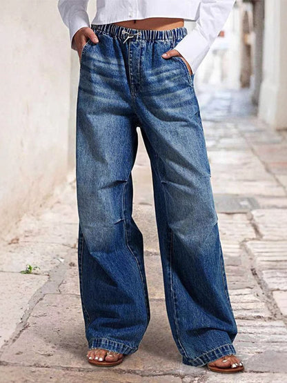 Loose Pleated Jeans