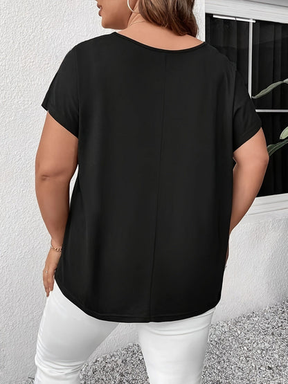 Hollow Out V-neck Cross Belt Short-sleeved T-shirt