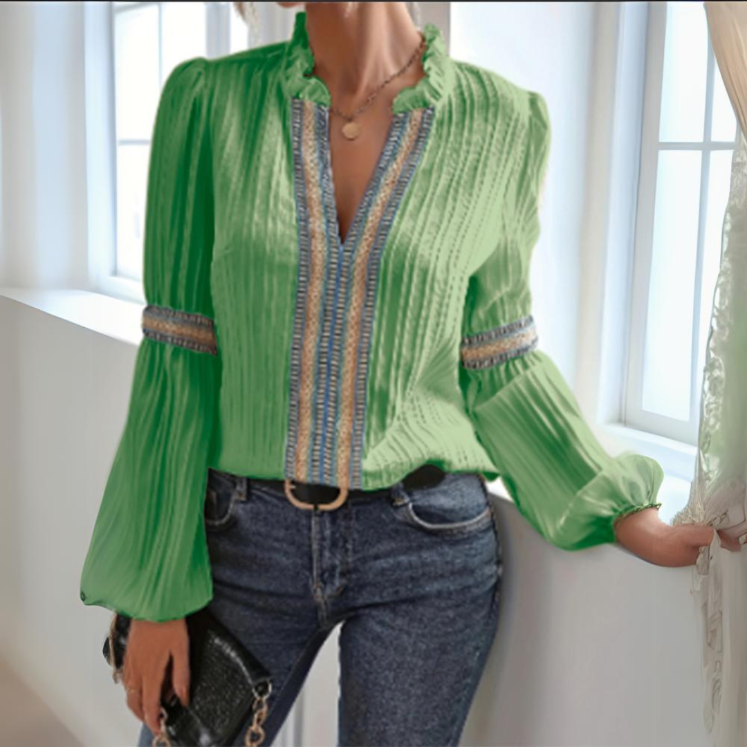 Women's Boho Chiffon Blouse – Long Sleeve Lightweight Casual Top