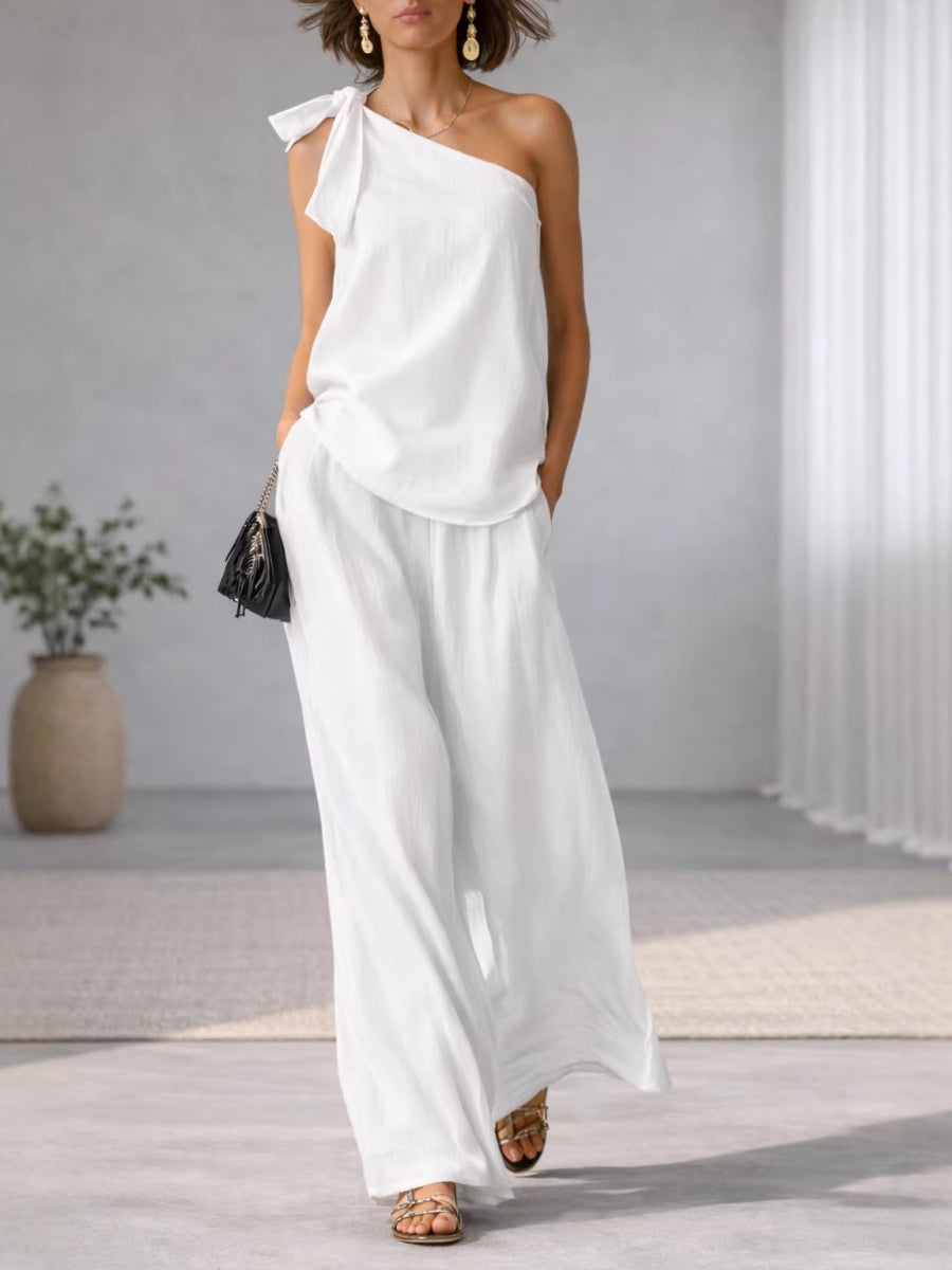 Bandage Jacket Wide-leg Pants Set 2-piece Sets