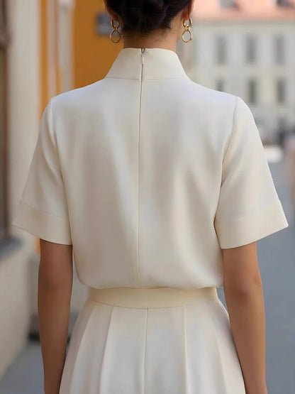Stand Collar Short Sleeve Jacket Grace Shirts