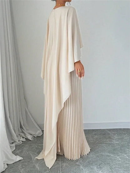 Cloak Batwing Sleeves Crimp Temperament Grace Maxi Dresses