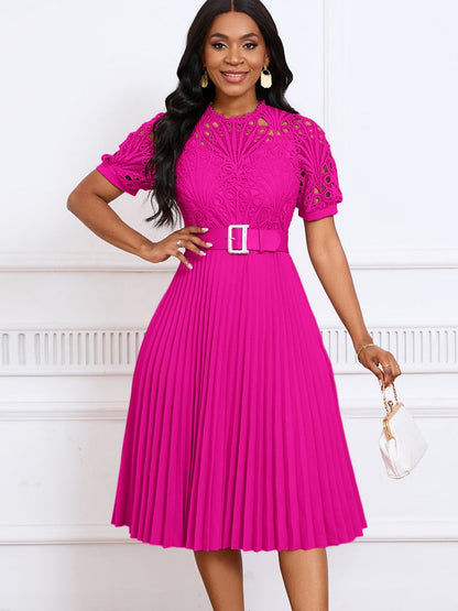 Short Sleeve Trim Lace Belts Mini&Short Dresses