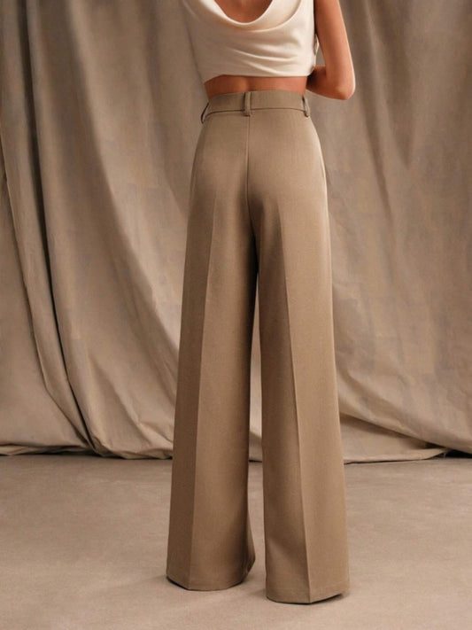 Commuting Loose High-waisted Straight Wide-leg Trousers