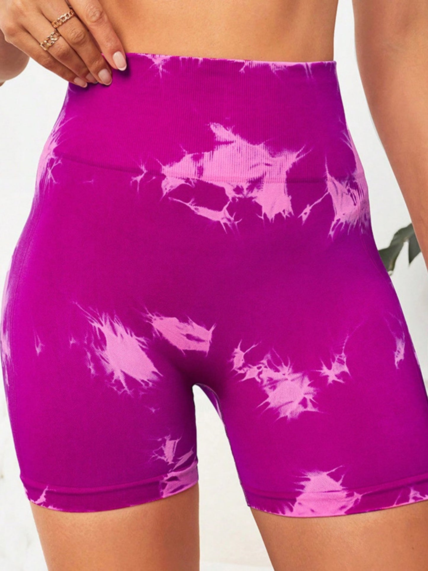 Seamless Tie-dye High-waisted, Tummy-flattening, And Butt-lifting Yoga Shorts