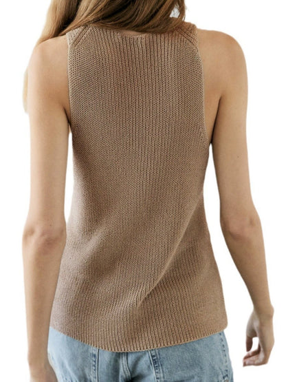 Cross-neck Sleeveless Knitted Vest