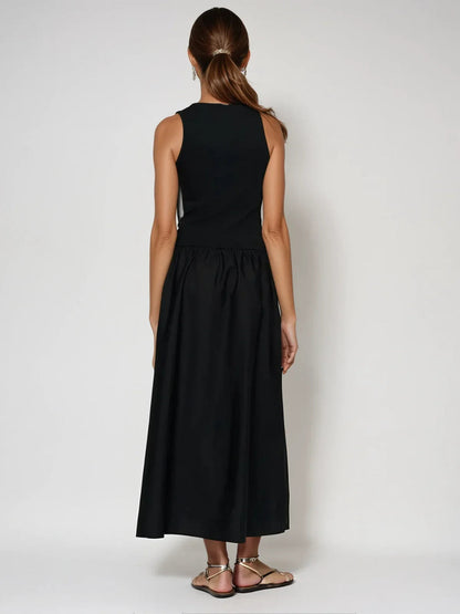Round Neck Casual Stitching Vest Dress