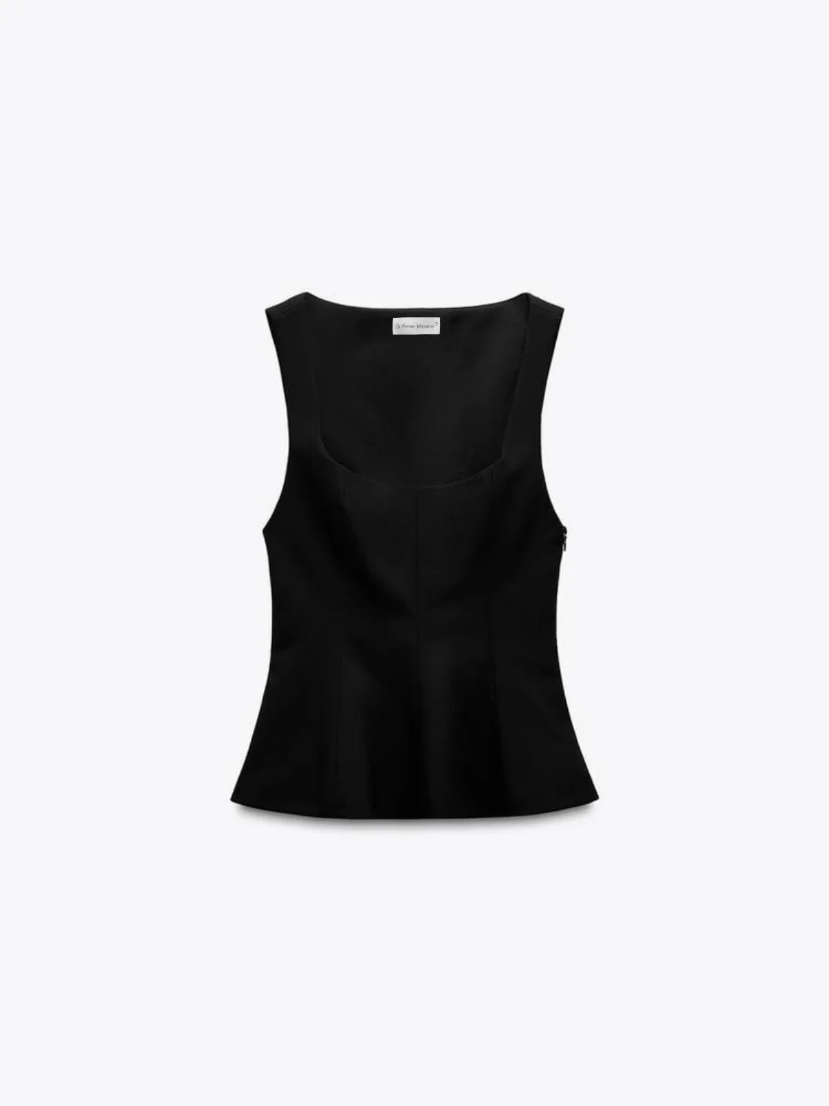 Slim-fit Square Collar Sleeveless Peplum Top