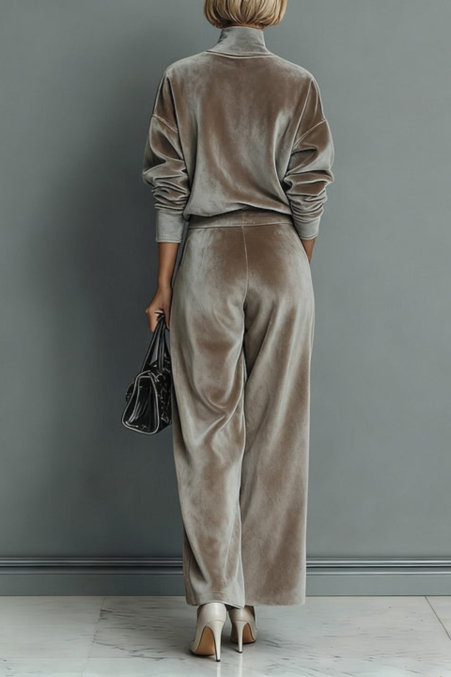 Turtleneck Casual Warm Velvet Pants Set