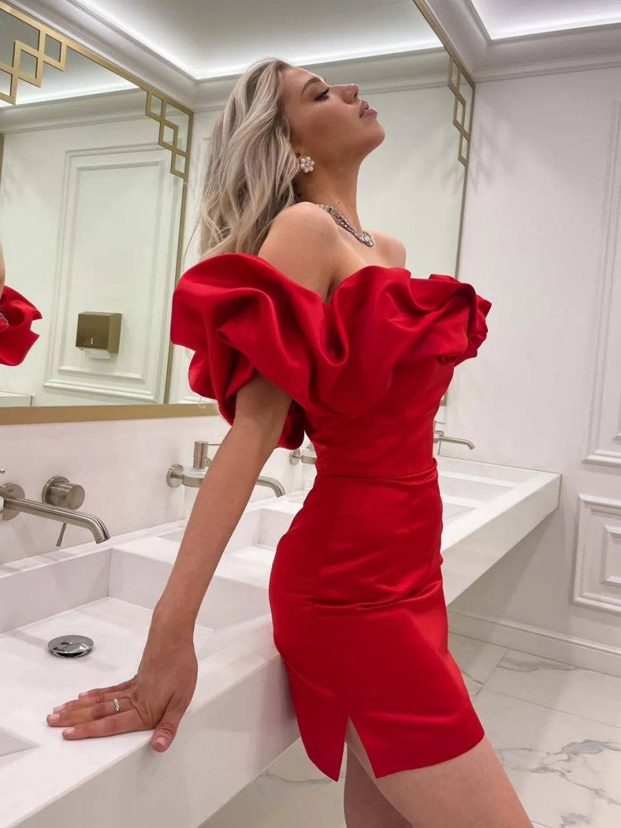 Sexy 3D Floral Mini Dress With Ruffles