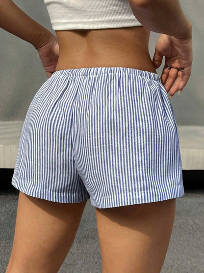 Stripes Elastic Strap Shorts