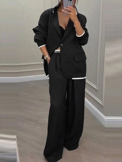 Leisure Wide-leg Pants Suit Commuter Suit 2-piece Sets