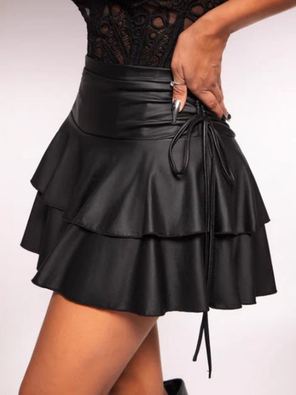Sexy Ruffle Double Layer Side Straps Tutu Skirts