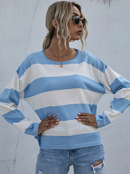 Round Neck Long Sleeve Knitted Sweater